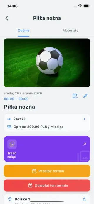 Zajęcia: Szczegóły treningu