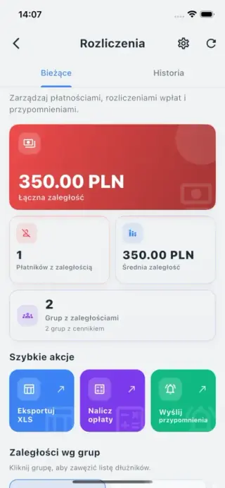 Opłaty: Rozliczenia