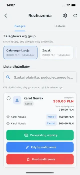 Apka Kidovo: opłaty opiekuna